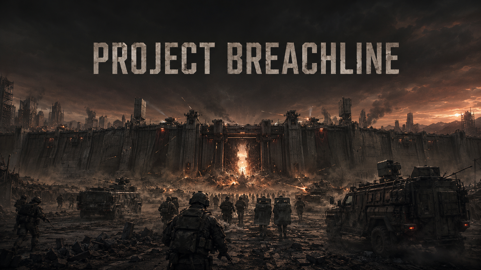 Titelbild von Project Breachline mit einer befestigten Stadtmauer